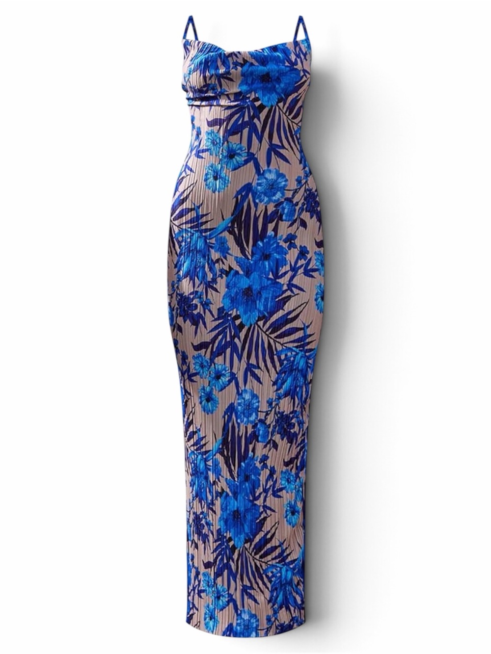 Cowl Neck Dress spaghetti Strap Pleated Maxi Dress